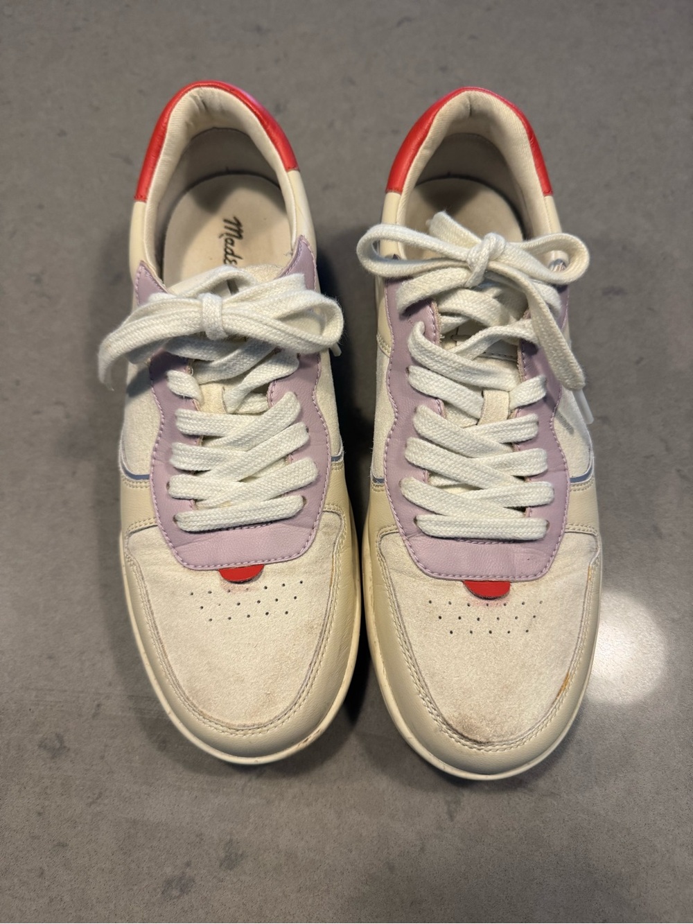 Madewell Cream, Lavender & Red Low-Top Sneakers